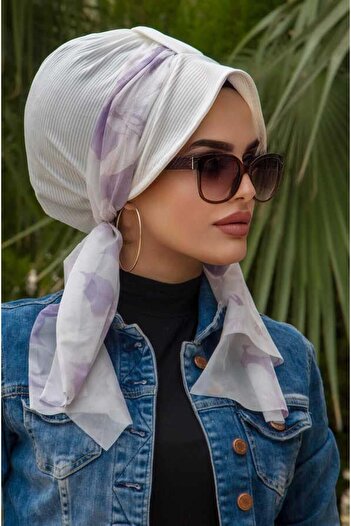 Aişe tesettür White Tie-Dye Pattern Hat Bonnet