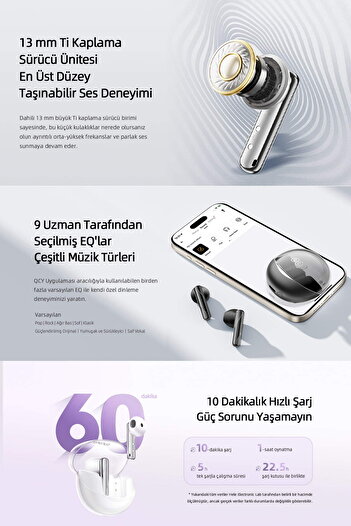 QCY T32 Ailybuds Clear ENC 4 Mikrofon Bluetooth 5.3 Kablosuz Kulaklık