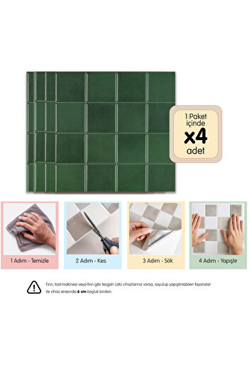 Stickez Tiles 3d Kendinden Yapışkanlı Duvar Karosu 30,5 cm x 30,5 cm (4 ADET) 0,371 m²