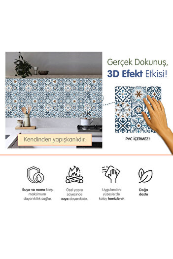 Stickez Tiles 3d Kendinden Yapışkanlı Duvar Karosu 30,5 cm x 30,5 cm (4 ADET) 0,371 m²