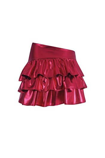 La Sarta Bright Red Dolce Shorts Skirt - Ruffle Detailed