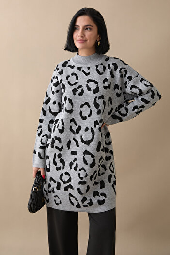 InStyle Gray Glitter Patterned Sweater