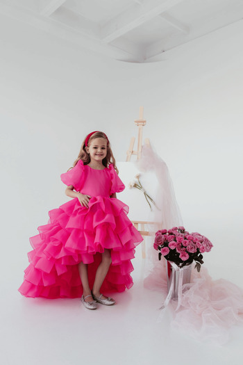 Kids Girl's Take Off Tail Layered Evening Dress and Buckle
