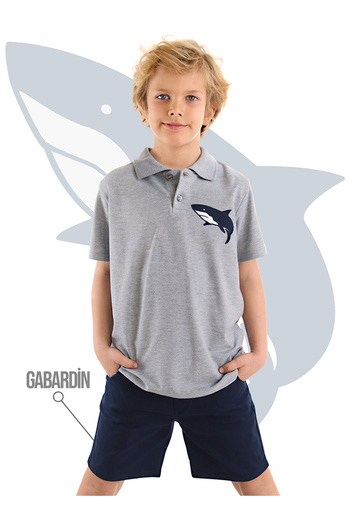 MSHB&G Boy's Polo Neck T-shirt and Gabardine Shorts Set - Shark