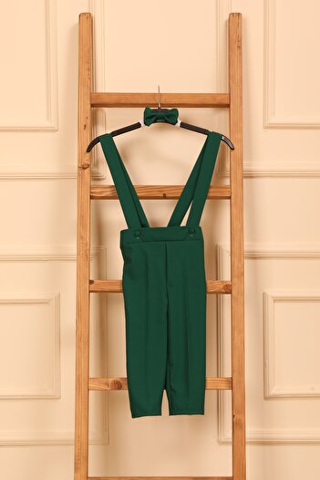KÜÇÜĞÜM BUTİK Emerald Green Salopet Pants and Bow Tie (Salopet-Bowknot)