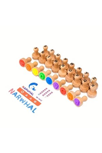 Picodino Educational set with 45 wooden stamps and cards - Alphabet, shapes and numbers