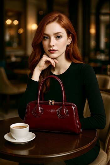 ESTUTE Pera Luxury Shiny Leather Shoulder Bag – Trendy & Stylish Design