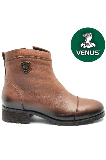 Venüs Marsel Genuine Leather Flat Non-Slip Sole Orthopedic Women's Boots Taba
