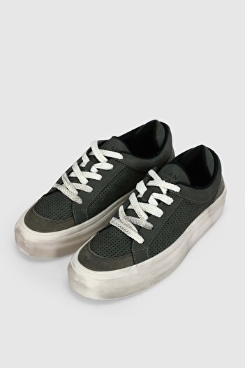 Lufian 111230259 Allan Sneaker Erkek Deri Ayakkabı HAKİ