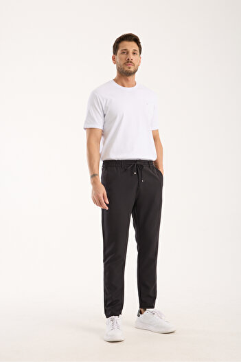 OneZero Men's Jogger Elastic Waist Buttoned Zippered Lace-Up Lycra Anthracite Trousers