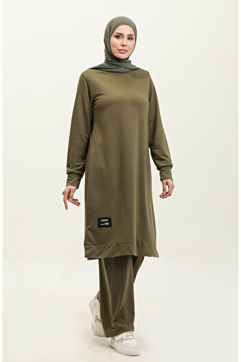 sefamerve Light Khaki Tunic and Trousers Set - 0044-31 Set of Two