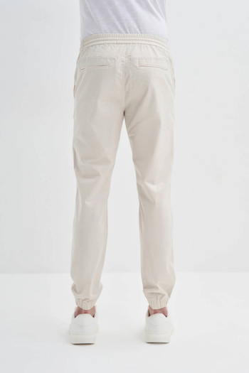 Cazador 0004 Button Closure Jogger Men's Trousers with Elastic Waist and Legs Ecru