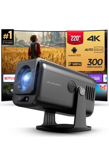 Wownect Mini Smart Projector, Latest Android 13.0, [Auto Focus & Keystone] 350 ANSI Lumens, Native 1
