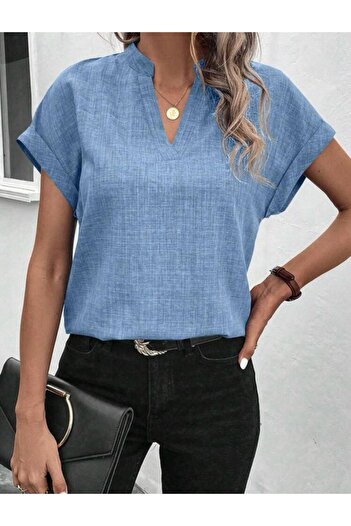 merysare Sofia V-Neck Linen Women's T-Shirt (Coloured)