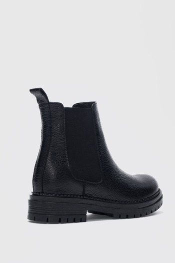 selinshoes Γυναικείες κοντές μπότες Whitney από γνήσιο δέρμα ελαστικό - ΜΑΥΡΟ