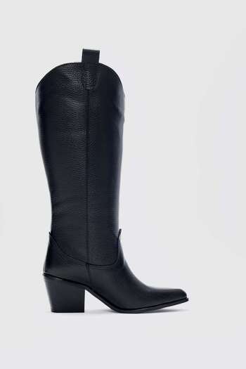 selinshoes Amaya Real Leather Black Women's Boots