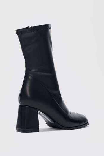 selinshoes Pensa Short Heeled Stretch Boots - Black