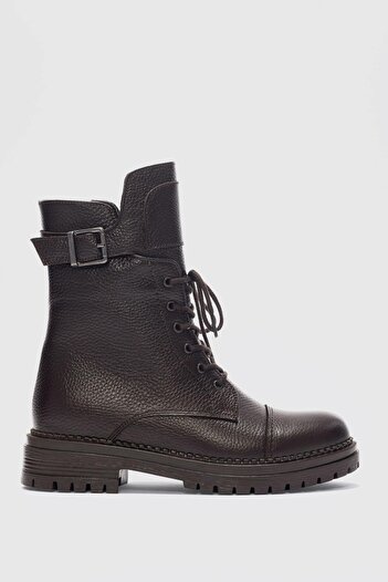 selinshoes Γυναικείες μπότες Fallon από γνήσιο δέρμα με λεπτομέρεια με αγκράφα - ΚΑΦΕ