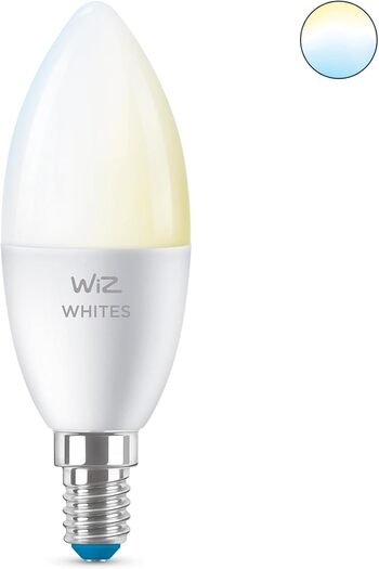 Wiz Smart LED Candle Bulb 40W C37 E14, Tunable White 2700K-6500K, WiFi & Bluetooth, Alexa & Google