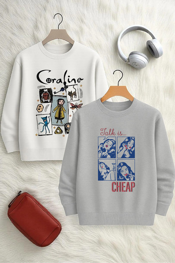 uyguntarz Unisex 2-Pack Printed Crew Neck Sweatshirt