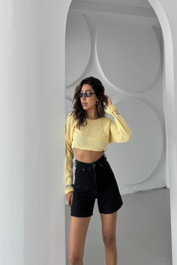 XRAY JEANS Women's High Waist Tight Cotton Black Mini Denim Shorts