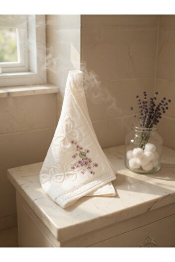 Özdilek Jasmin Velvet White 100% Cotton Soft Patterned Towel 50×90
