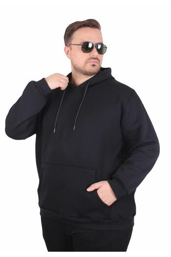 MocGrande Ανδρικό μπλουζάκι με κουκούλα μεγάλου μεγέθους 11700 ΜΑΥΡΟ