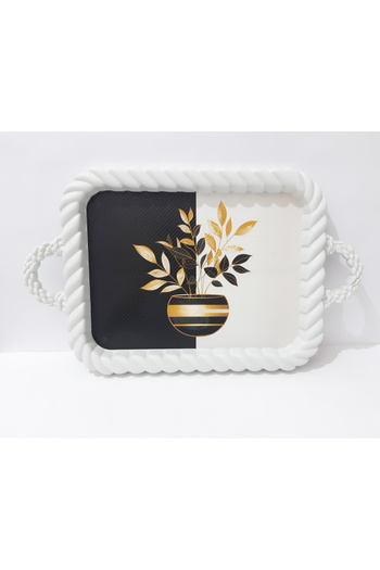 renkli çiçekler Tea Tray 37X29X2.5 cm Patterned Plastic Rectangular Tea Coffee Tray Presentation Tray