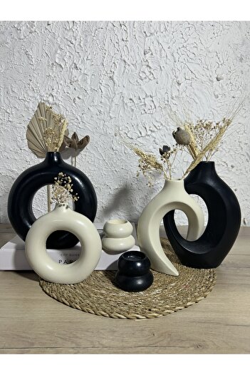 Zigzag Home Decorative 6 Piece Vase and Candle Holder Set /Ring Vase, Ivy Lover Vase, Tealight Candle Holder Set