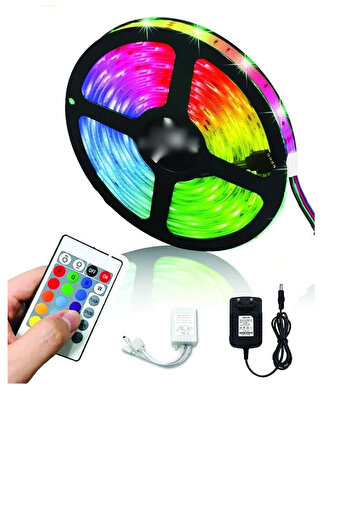 hırdawhat 5 mt Kumandalı Işıldak Rgb Şerit Led Lamba Iç Ve Dış Mekan Silikon Yapışkanlı Aydınlatma