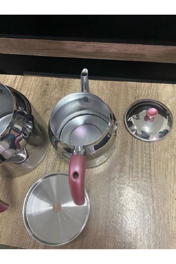 Yıldız çelik Filinta Indüksiyon Tabanlı Orta Boy Bakalit Kulp Çelik Çaydanlık Takımı 3,5lt