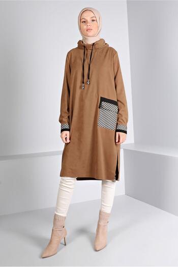 Alvina Houndstooth Patterned Tunic with Pocket 43283