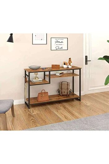AGD Console Table with 4-Tier Storage Shelves, Entryway Side Table with Charging Station and Power O