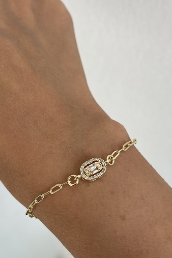 Lavian Accessories Baget Taşlı Gold Bileklik