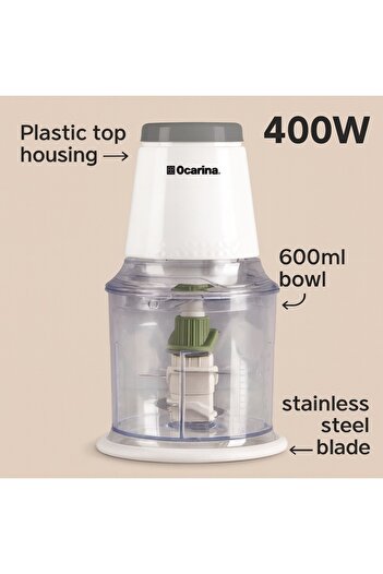 Ocarina Food Chopper with Hexagonal Blades and 600ml Bowl 400W