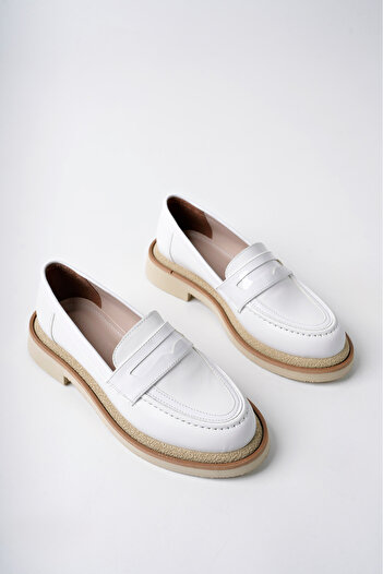 MARSHETTA Дамски мокасини Velora Model White Laced от естествена кожа - Ежедневни мокасини