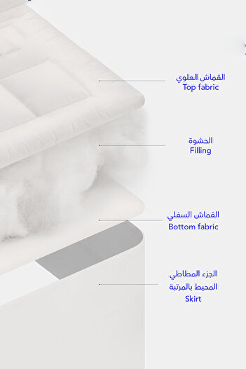 Asraar Angela | Cotton Mattress Topper 14cm – Soft, Fluffy, Breathable Pad for Comfort & Support