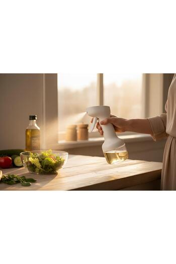 zezedesing Sprey Yağdanlık Airfryer için Yağdanlık, Püskürtmeli Sprey Cam Şişe Zeytinyağı Yağ Püskürtücü