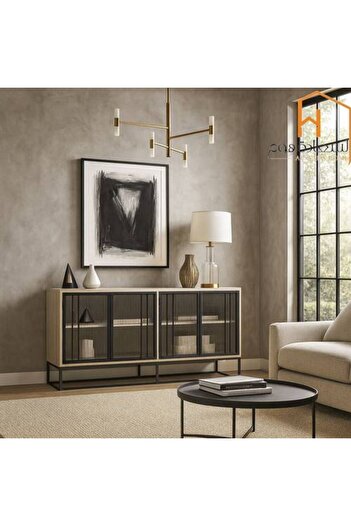 Al Saada Home Multi-purpose buffet cabinet - 80 x 40 x 160 cm - Beige