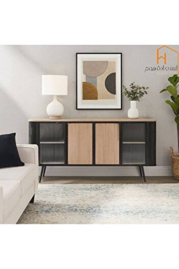 Al Saada Home Multi-Purpose Buffet Cabinet - 81 X 40 X 172 cm - Beige