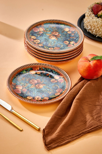 EMBazaar 6-Piece Peach Garden Series Full Pattern/Pie Presentation Plate/Dessert Plate/ Breakfast Serving Plate/Plate
