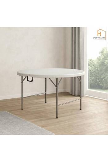 Al Saada Home Single Service Table Foldable Fiber - White - 150x150x75