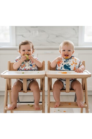 yorni 6-24 luni Set economic dublu - Bavete pentru bebeluși cu velcro pentru familie și model Sea, rezistent la lichide