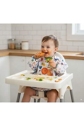 yorni 6-24 Months Long Sleeve Children's Activity Activity, Jungle Design and Destructible Baby Bib