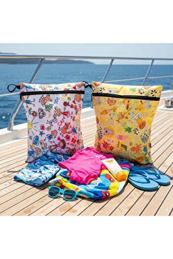 yorni İkili Ekonomik Set, 1 Adet 43x46cm Family ve 1 Adet 30x37cm Summer Sıvı Geçirmez Çanta, Torba