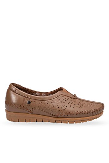 Forelli Twin 23409 Mink Perforated Genuine Leather Women's Shoes