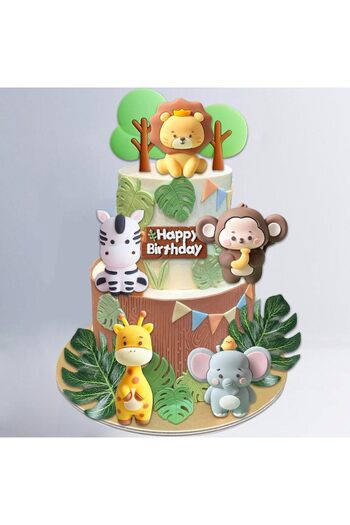 Choice 11pcs Safari Animal Cake Topper - Jungle Wild Cake Toppers with Monkey Lion Elephant Giraffe and Lea