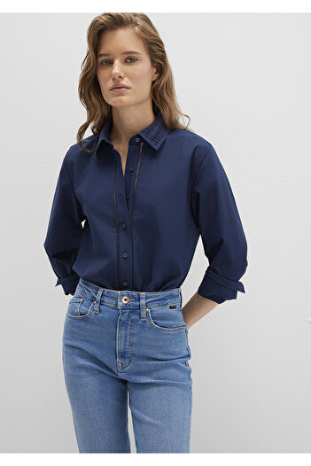 Mavi Navy Blue Shirt with Embroidered Stripe Detail Regular Fit / Regular Cut 1211174-82318