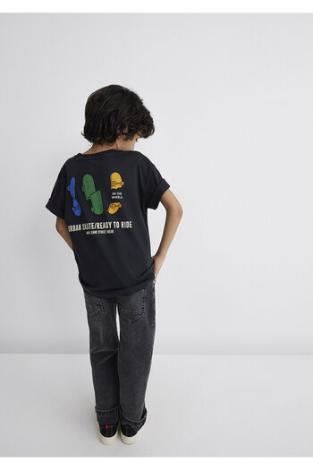 Mavi Printed Anthracite T-Shirt Oversize / Wide Cut 6610275-70087