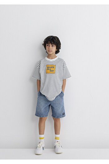 Mavi Skate All Day Printed Ecru T-Shirt Oversize / Wide Cut 6610263-89187